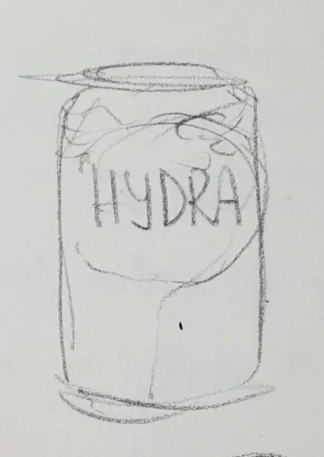 initial sketches of can design; hydra