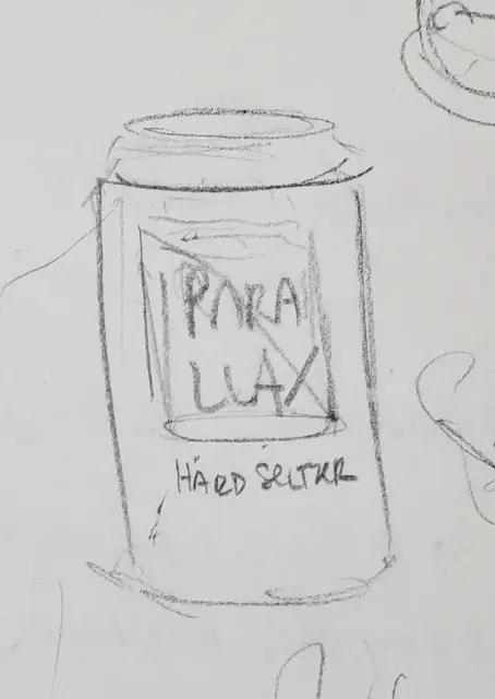 initial sketches of can design; parallax square logo