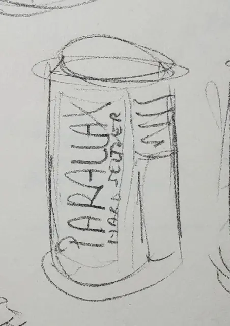 initial sketches of can design; parallax sideways logo